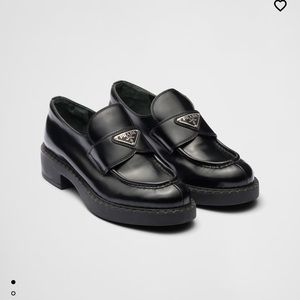 Prada chocolate brushed loafers